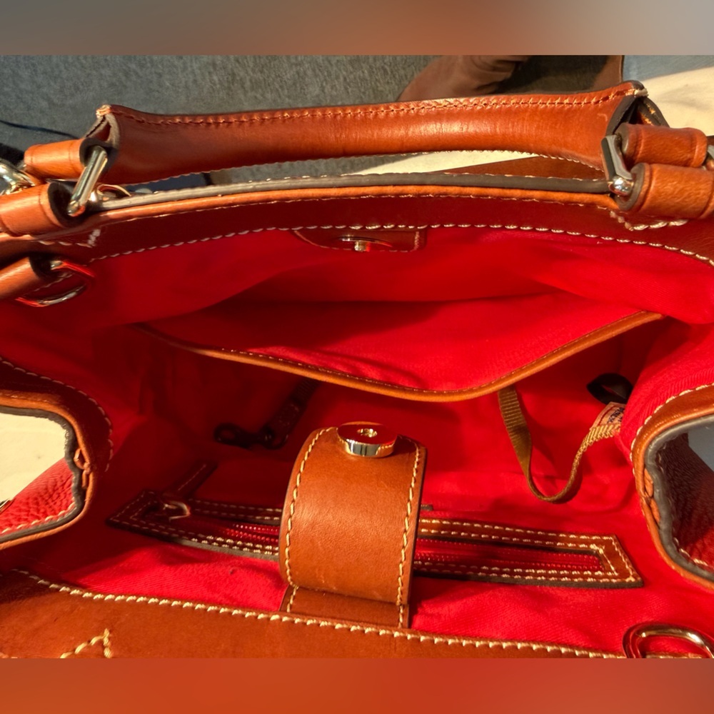 Dooney & Bourke Red Leather Textured Pebble Grain Satchel - Picture 4 of 15